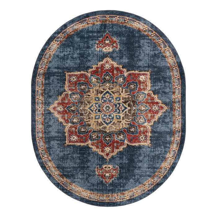 Mercury Row® Dulin Performance Navy Blue Rug & Reviews Wayfair